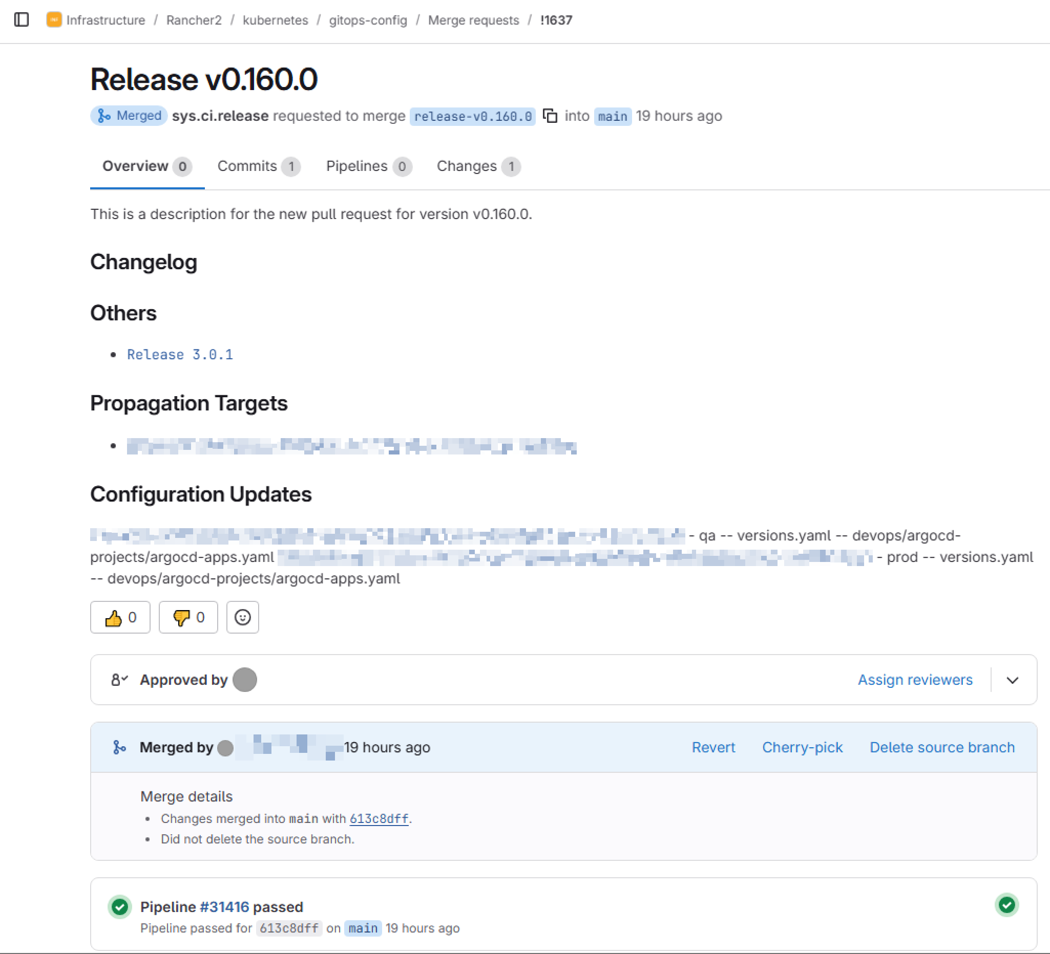 Cloud Native Plattform Release Merge Request